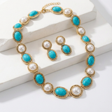 Tirkizna & Biserni Antikni Zlatni Set